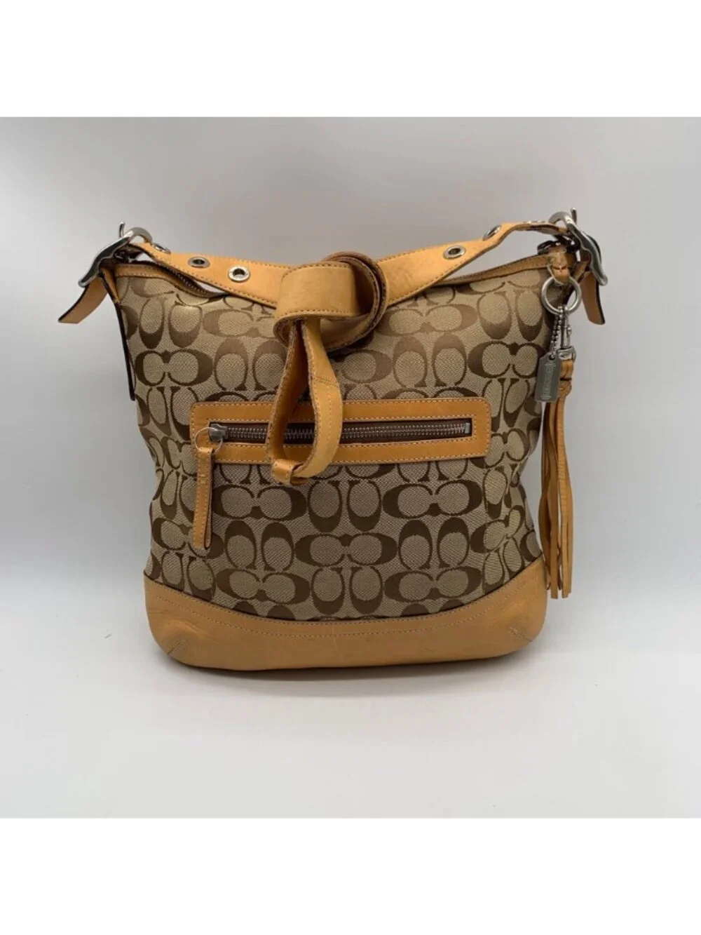 Coach Beige Vintage Y2K Signature Canvas Slim Shoulder Bag-9349